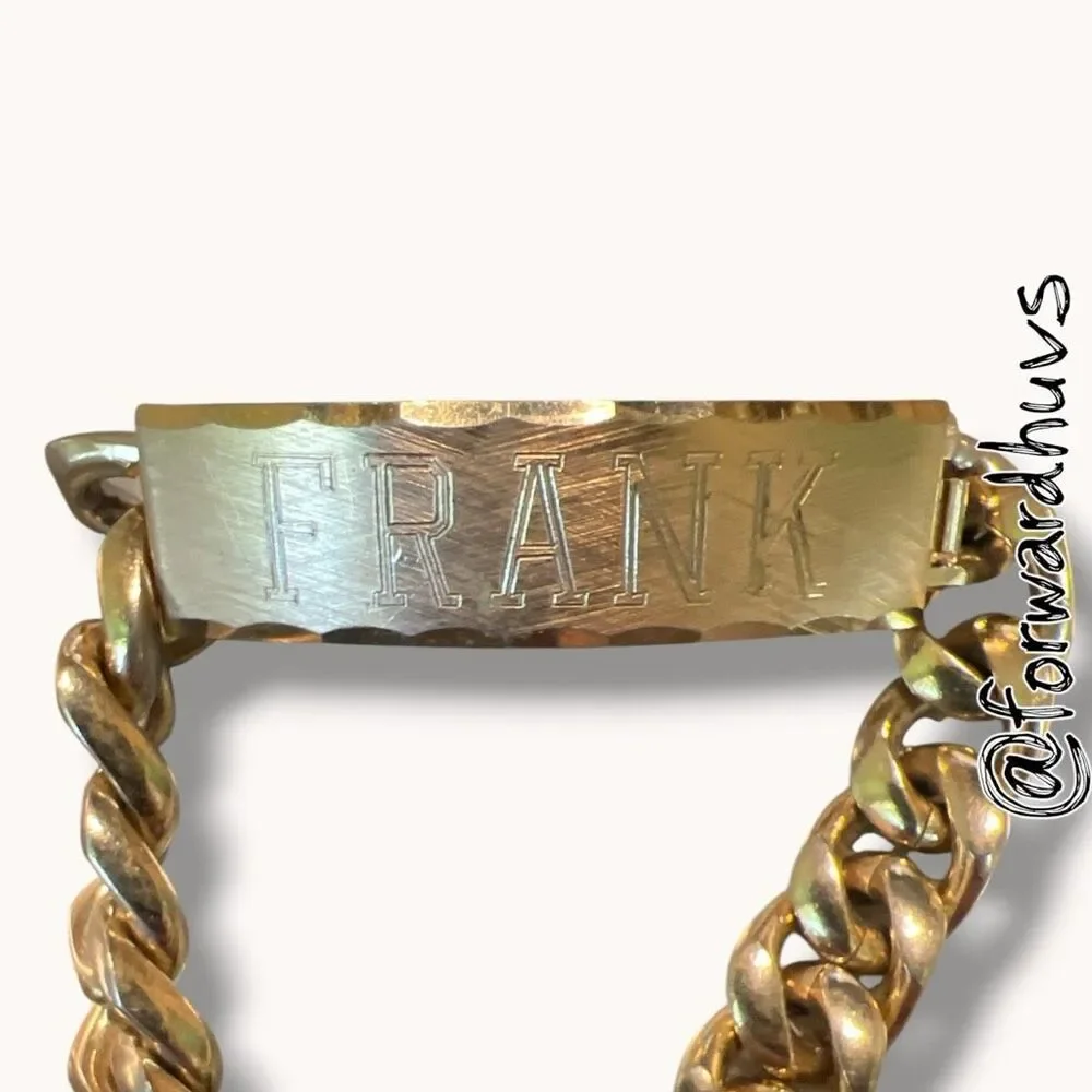 Speidel USA Vintage Gold Tone ID Bracelet “FRANK” 8”